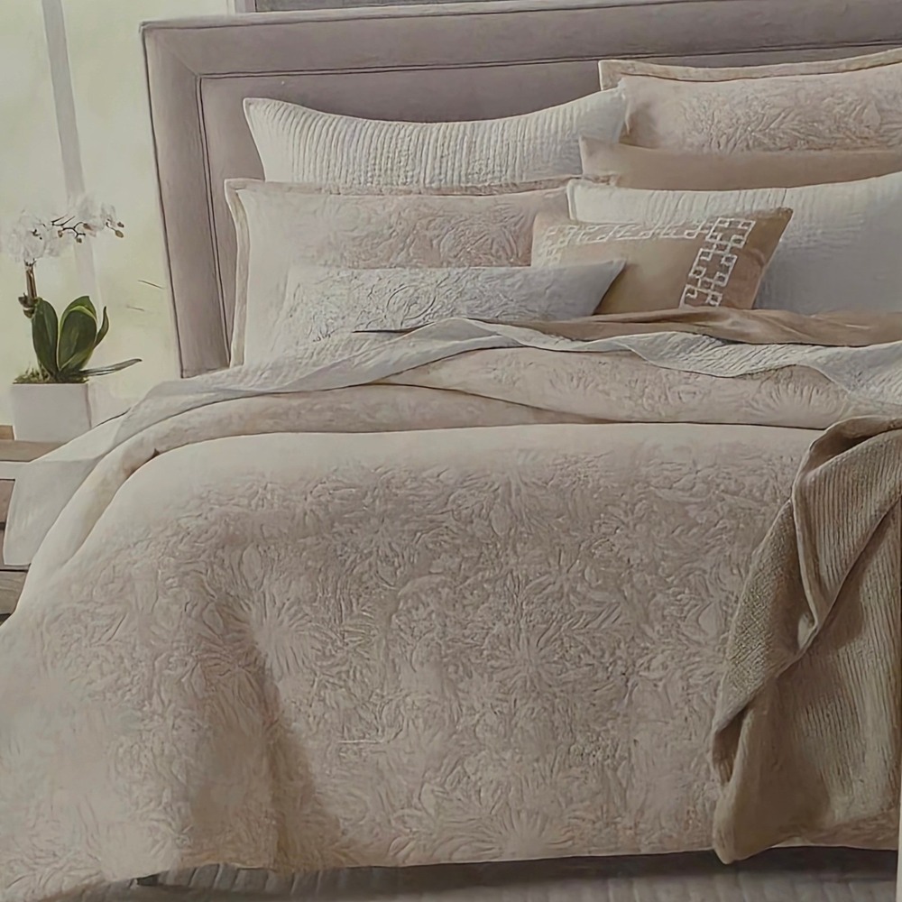 Sky Jardin Silhouette Comforter Cover Set King Ivory Floral Jacquard 3pc Cotton